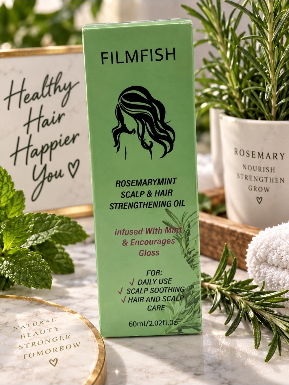 NIB FILMFISH RosemaryMint Scalp & Hair Strengthening Oil 60ml